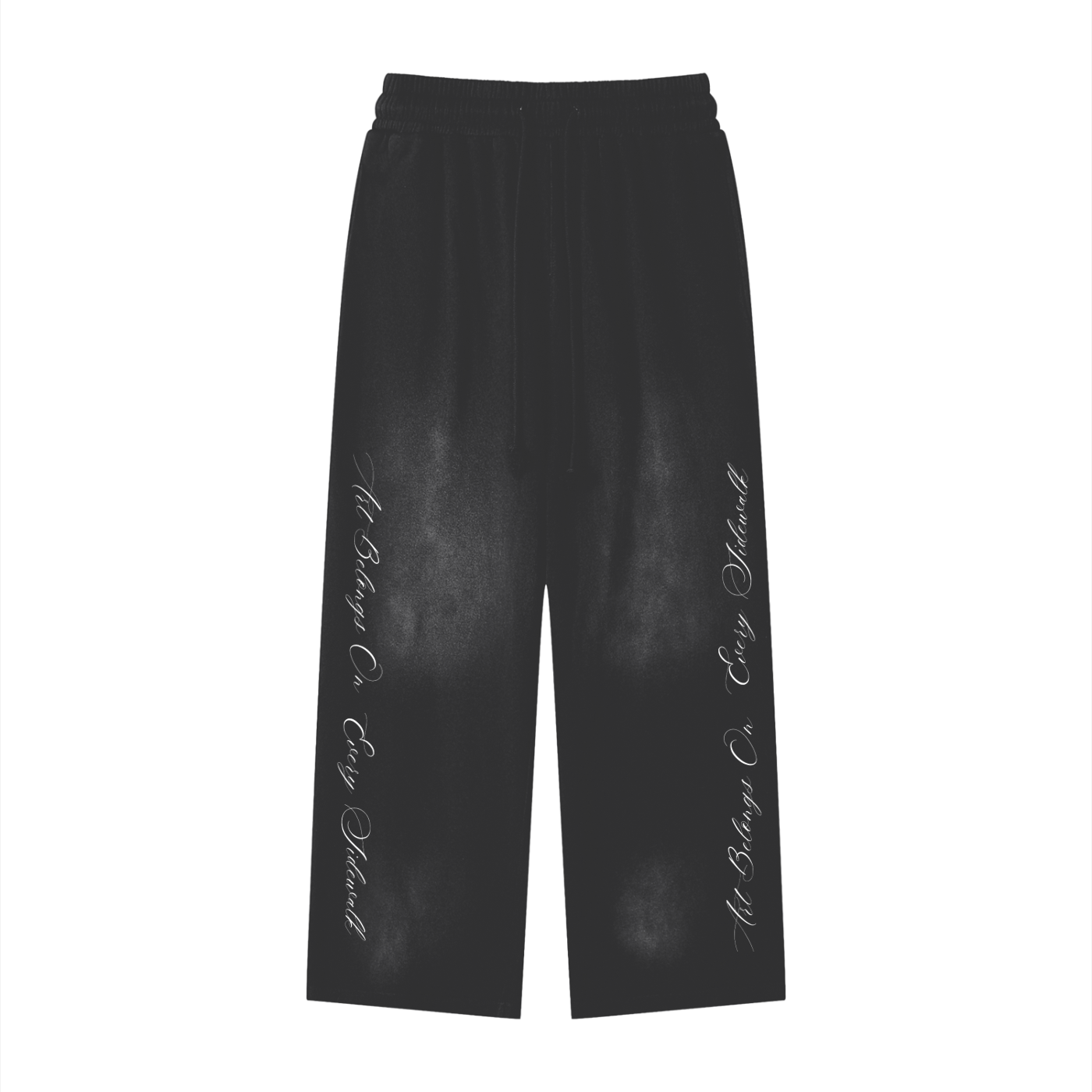 Black "ABOES" Wide-Legged Sweats
