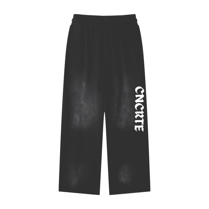 Black "CNCRTE" Wide-Legged Sweats
