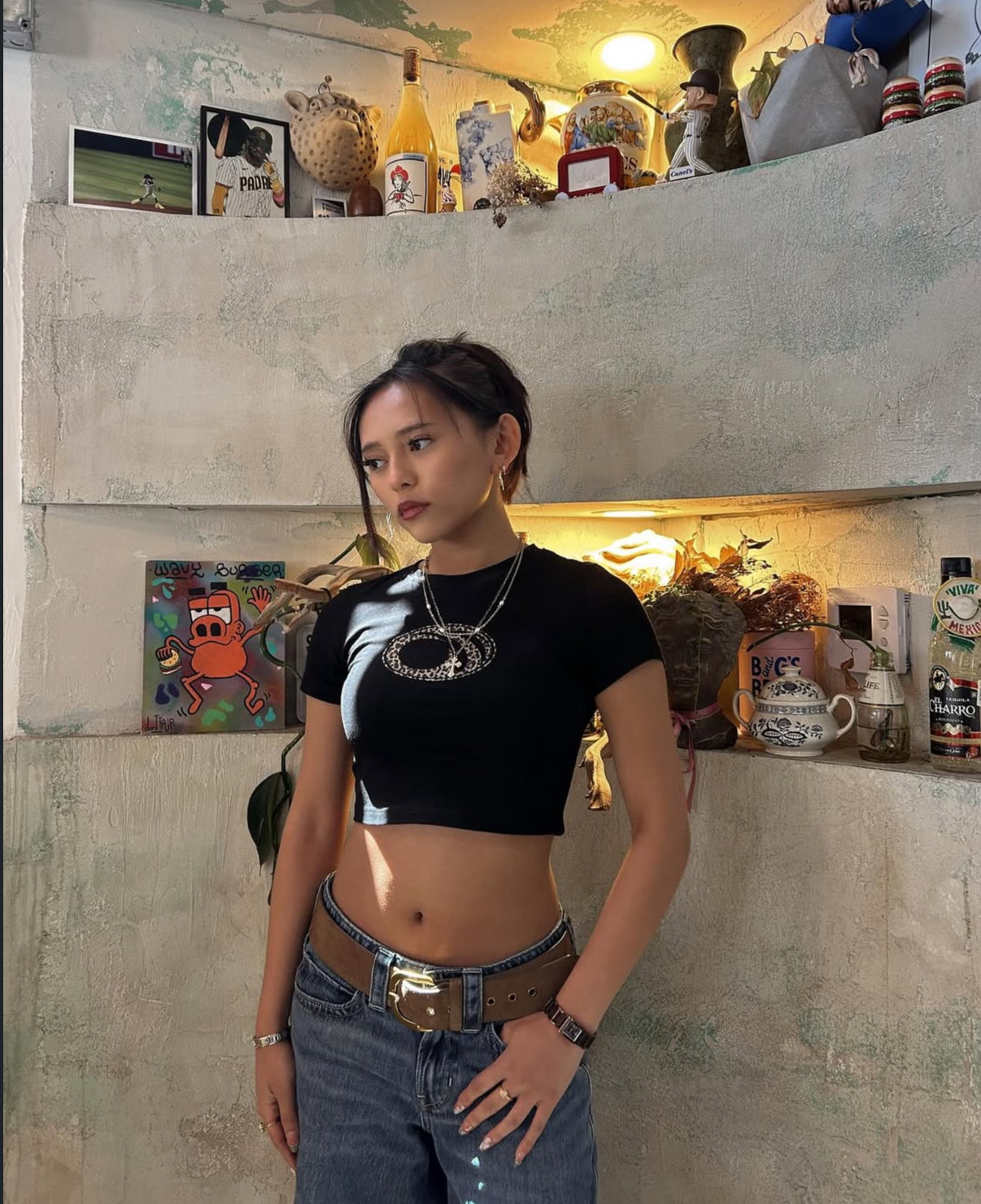 Black Leopard Print Crop Top