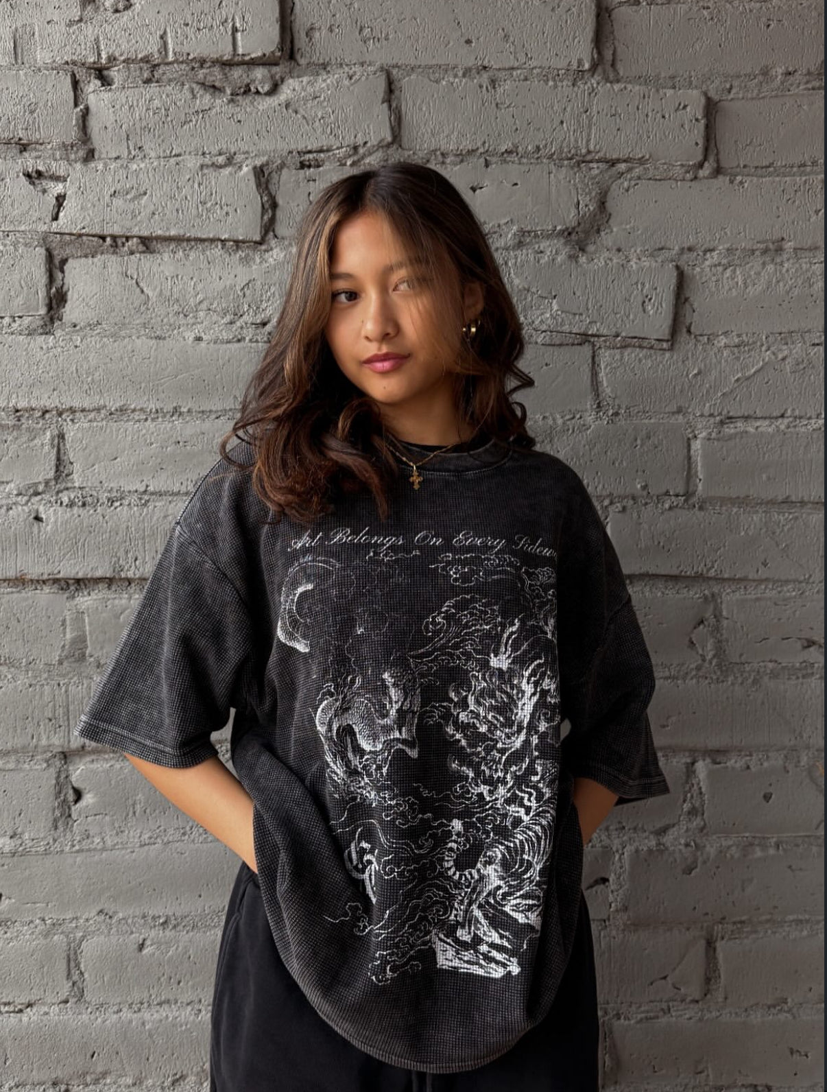 “RVLRY” Waffle-Knit Tee