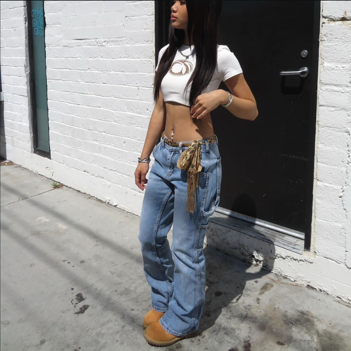 White Leopard Print Crop Top